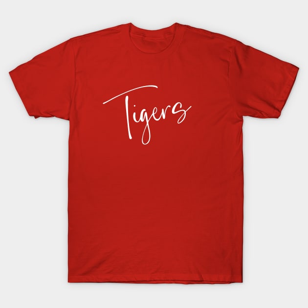 Tigers Script Typography Team Name T-Shirt by k8creates